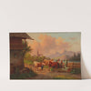 Kühe mit Hirte und Hirtin an der Tränke by Adolf Nowey