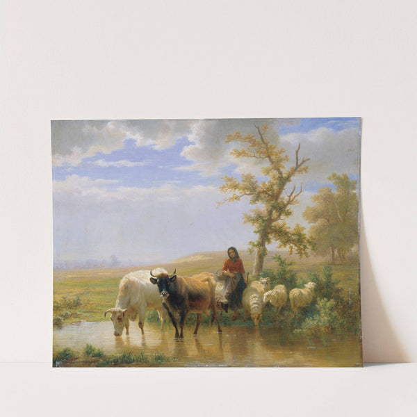 Kühe und Schafe by Edmond Jean-Baptiste Tschaggeny