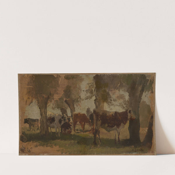 Kühe unter Bäumen by Hermann Baisch
