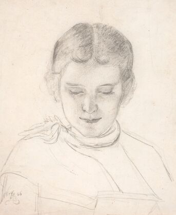 Kunstnerens søster, Elizabeth Zahrtmann, læsende (1865 - 1866)