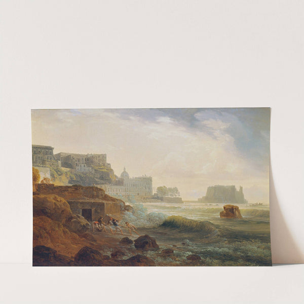 Küste bei Neapel mit Kastell und netzziehenden Fischern (1815) by Joseph Rebell