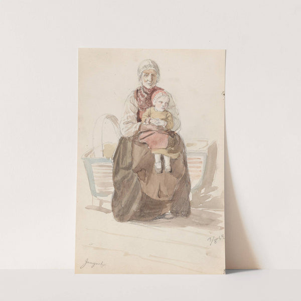 Kvinne med barn, Gagnef (1852) by Adolph Tidemand