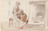 Kvinne med barn i interiør (1852)