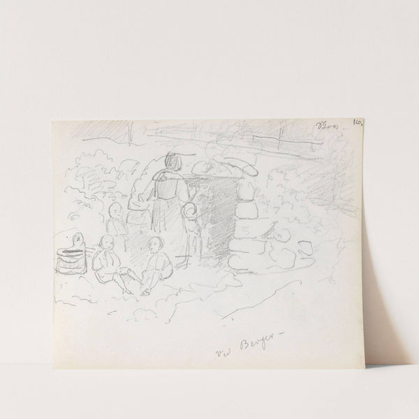 Kvinne og barn utenfor tunnel, ved Berger (1872) by Adolph Tidemand