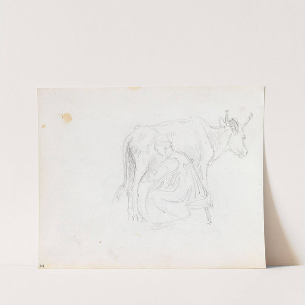 Kvinne som melker en ku (1848) by Adolph Tidemand