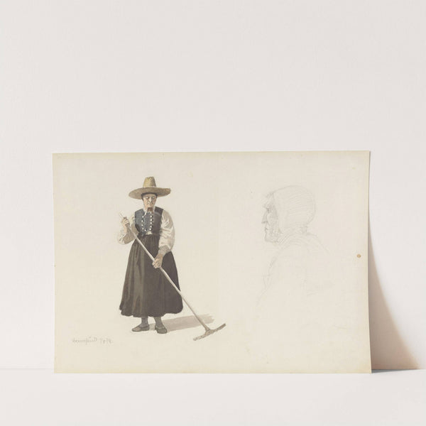 Kvinne som raker; gammel kone, Svennesund (1848) by Adolph Tidemand