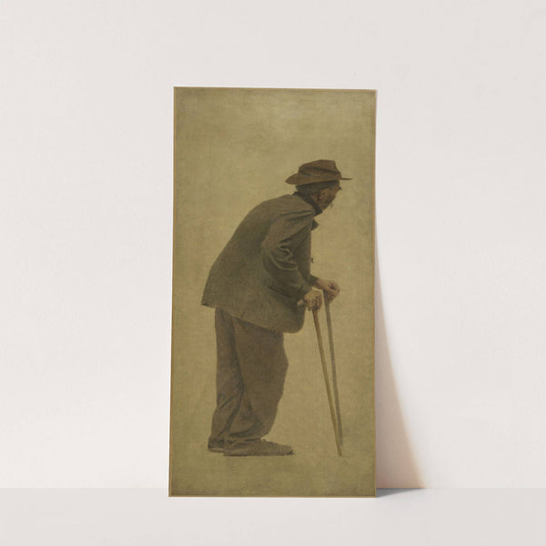 La Bouchée de pain; vieil homme s&#039;appuyant sur des cannes by Fernand Pelez