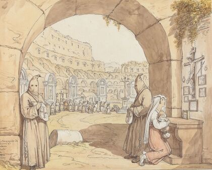 La Compagnia dei sacconi al Colosseo (Penitents Praying at Altars in the Colosseum)