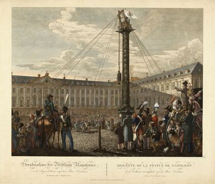 La descente de la statue de Napoléon 1er du haut de la colonne Vendôme, le 8 avril 1814 (1814)