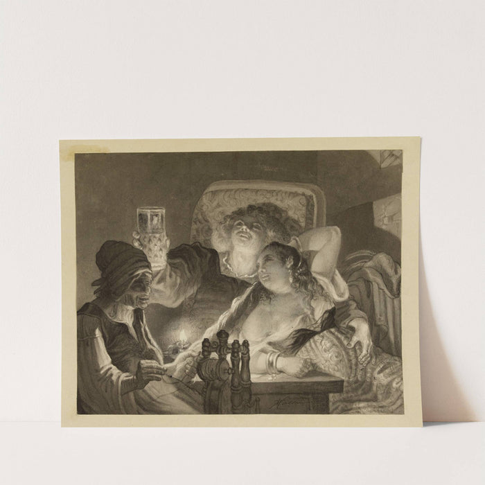 Là dessus, le jeune homme riait et caressait la fille (1868) by Victor Masson