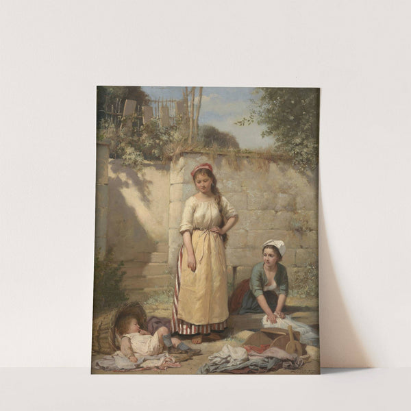 La lavandière jeune maman by Charles-Auguste-Romain Lobbedez