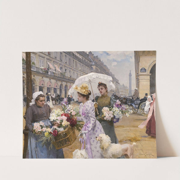 La marchande de fleurs — Rue de Rivoli by Louis Marie De Schryver