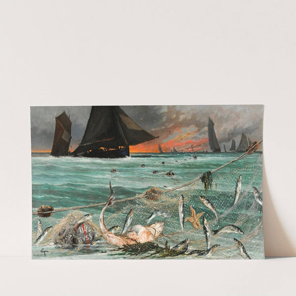 La pêche aux harengs d’Ecosse par les barques de Berck (1878) by Ludovic Lepic