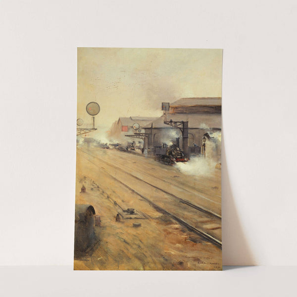 La remise des locomotives aux Batignolles by Ernest Jean delahaye