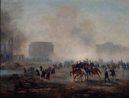 La Rotonde de la Villette cernée par les troupes versaillaises