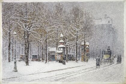 La rue Gassendi, l’avenue du Maine et la rue des Palntes sous la neige en FÃ©vrier 1916