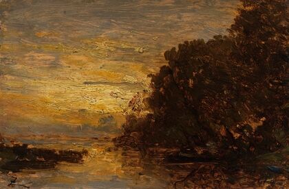 La Seine à Billancourt, coucher de soleil