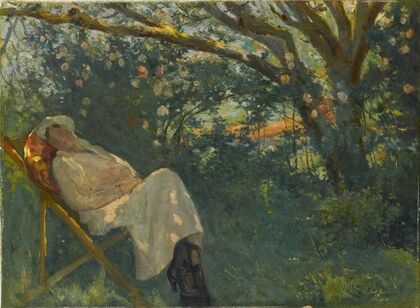 Lady in Pink on a Chaise Longue