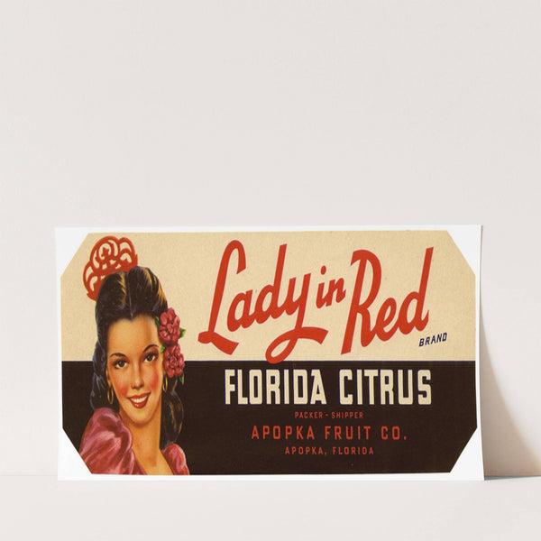 Lady in Red Brand Florida Citrus Label (1930-1950)