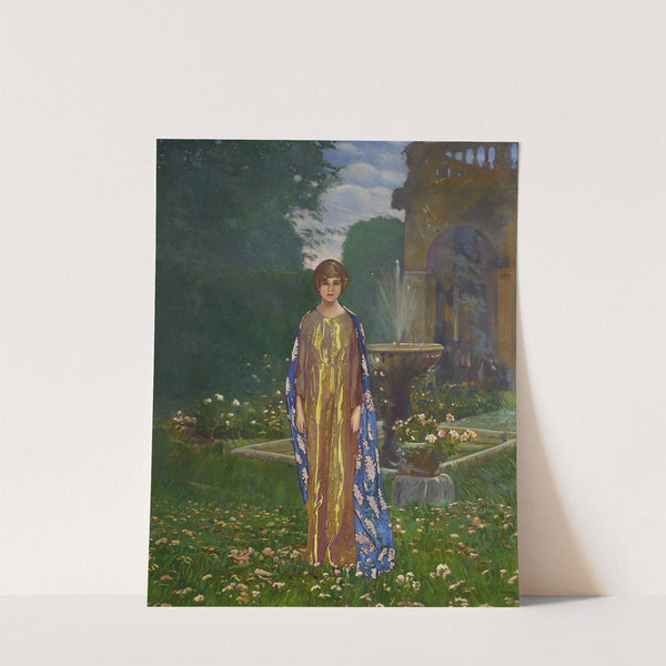 Lady in the garden at a fountain – Springtime by Leon Kamir-Kaufmann