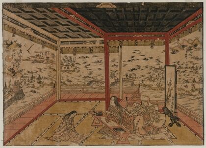 Lady Murasaki at Ishiyama Overlooking a Panorama with Eight Views of Lake Biwa — size preview