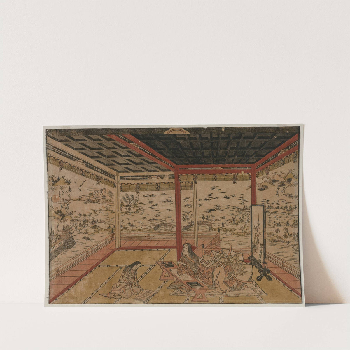 Lady Murasaki at Ishiyama Overlooking a Panorama with Eight Views of Lake Biwa by Okumura Masanobu