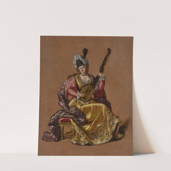 Lady playing an archlute by Jean Baptiste Vanmour