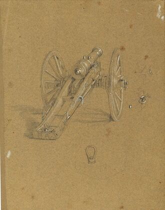 Lafette mit Mörser Studie zu ‘Künstlerfreunde lösen einen Kanonenschuss auf der Festung Michele bei Ostia’ (before 1849)
