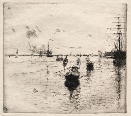 Lagoon with Steamers and Gondolas (1885)