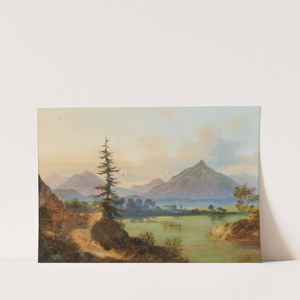 Lake In A Mountain Landscape by Adolf Heinrich Lier