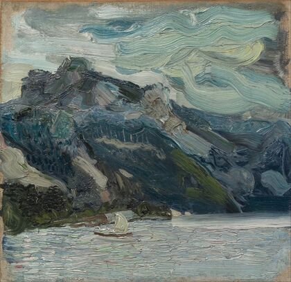 Lake Traun with Mountain Sleeping Greek Woman