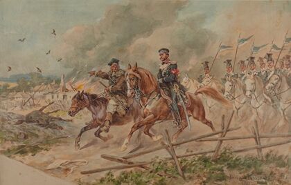 Lancers from the 2nd Regiment in 1831 during scouting with a guide