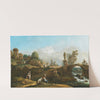 Landscape capriccio with classical and medieval motifs and some buildings from Dresden by Bernardo Bellotto