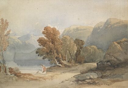 Landscape, lake and figure — size preview