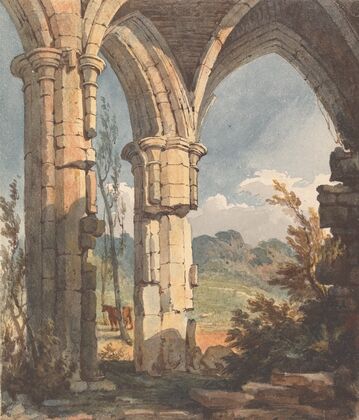 Landscape Looking Through Ruined Archway