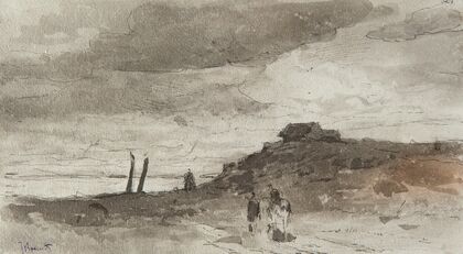 Landscape on the River Dniester, study for paintings (1884)