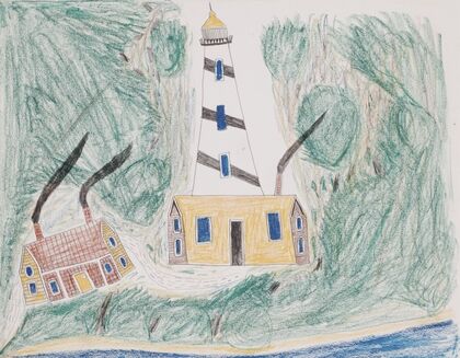 Landscape scene with watchtower