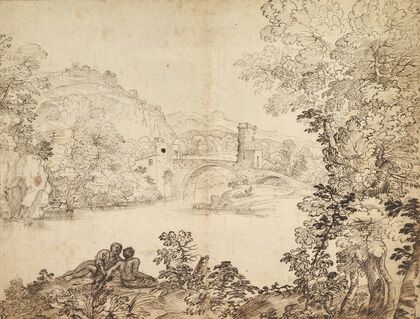 Landscape with a Bridge and Two Figures
