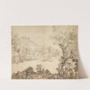 Landscape with a Bridge and Two Figures by Giovanni Francesco Grimaldi