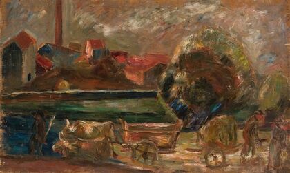 Landscape with a factory chimney