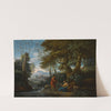 Landscape with a fisherman and a female figure by a river by Andrea Locatelli