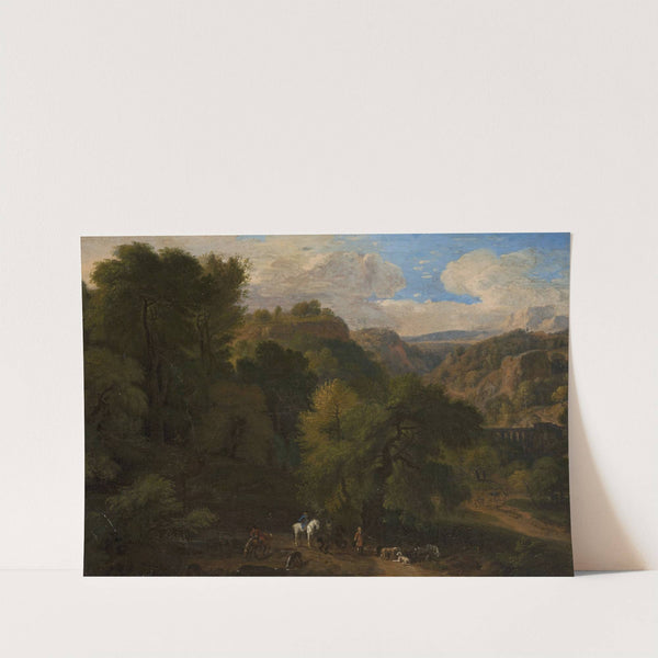 Landscape with a hunting scene by Dirk Maas