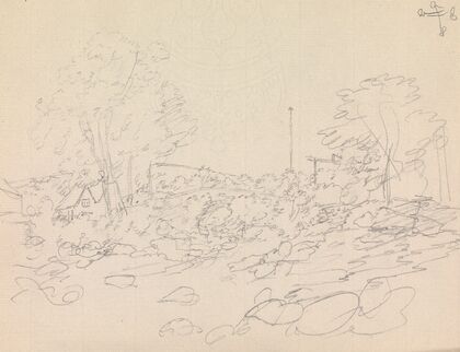 Landscape with a Large Tree, Shading a Cottage