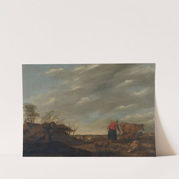 Landscape with a milkmaid by Hendrick Mommers