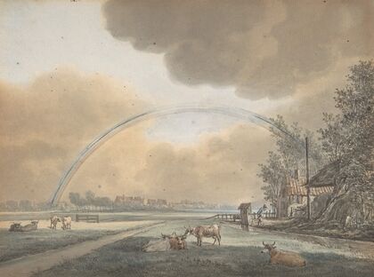 Landscape with a Rainbow over a Farmhouse and Distant Village — size preview