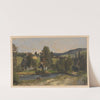 Landscape with a river and huts in Zlate Hory (1850-1881) by Adolf Dressler