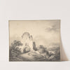 Landscape with a Ruined Tower and Two Figures by Martin von Molitor