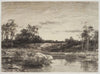 Landscape with a stream or lake in the foreground
