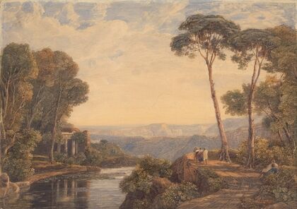 Landscape with a Temple and Figures by a River — size preview