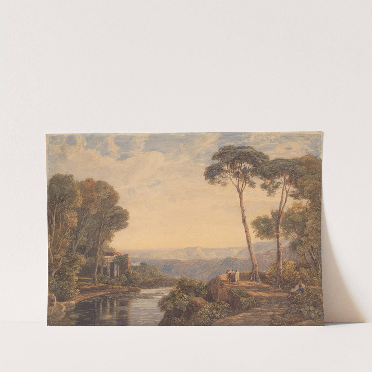 Landscape with a Temple and Figures by a River by Francis Oliver Finch